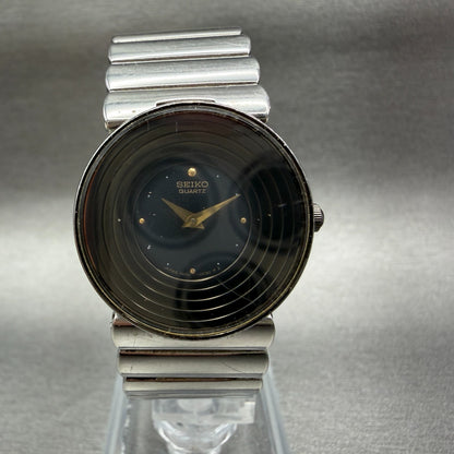 Seiko Watch Women 25mm Black Dial Silver Tone Round 1N00-0B59 New Battery0