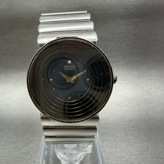 Seiko Watch Women 25mm Black Dial Silver Tone Round 1N00-0B59 New Battery0