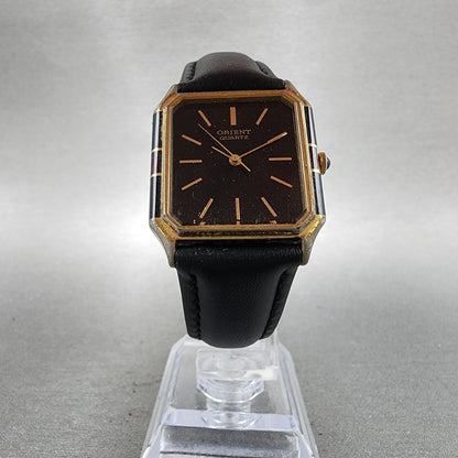 Orient Tank Watch Men 27mm Black Dial Black & Gold Tone I53543540 New Battery5
