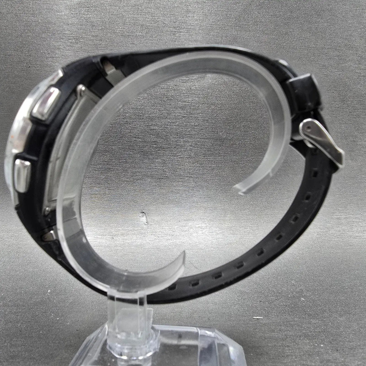 Casio WVA-470 Watch Men 42mm Black Silver Wave Ceptor Alarm Chronograph Round6