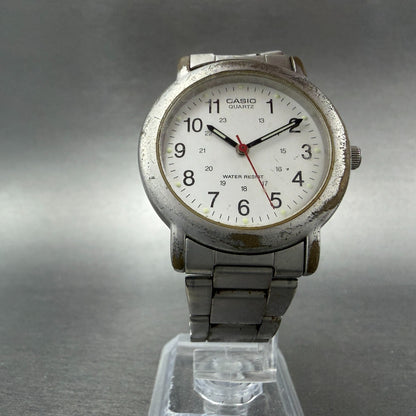 Casio Watch Men 34mm White Dial Silver Tone Round MTP-1082 New Battery5
