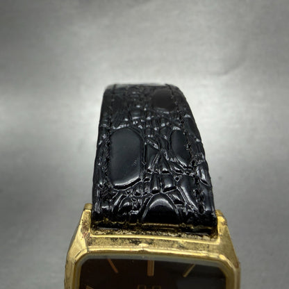 Citizen Q&Q tank Voken Watch Unisex 26mm Gray Dial Gold Tone Rectangle New Batt4