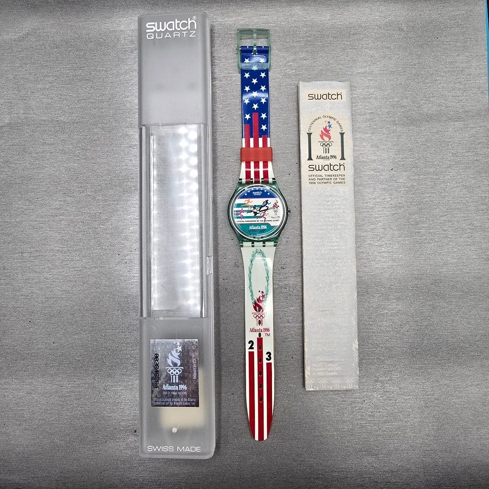 Swatch ATLANTA LAURELS Watch Men 34mm Green Dial Green Case GZ145 New Battery12