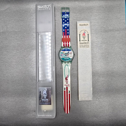 Swatch ATLANTA LAURELS Watch Men 34mm Green Dial Green Case GZ145 New Battery12