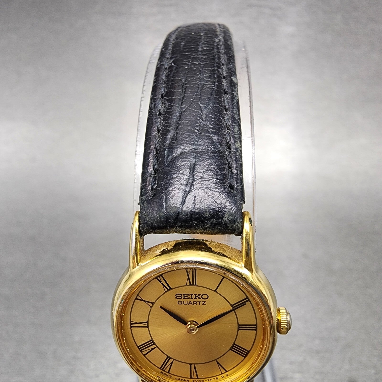 Seiko Watch Women 20mm Gold Dial Gold Tone Round 2Y000A10 New Battery4