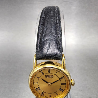Seiko Watch Women 20mm Gold Dial Gold Tone Round 2Y000A10 New Battery4