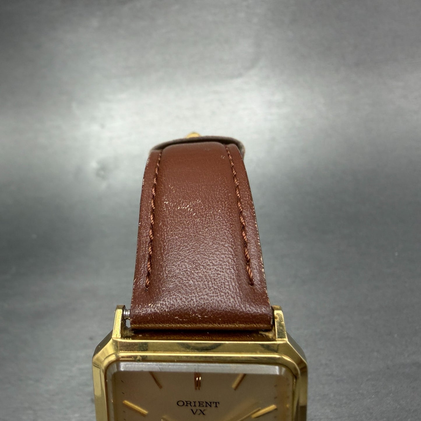 Orient VX Tank Watch Men 27mm Champagne Dial Gold Tone Rectangle New Battery4