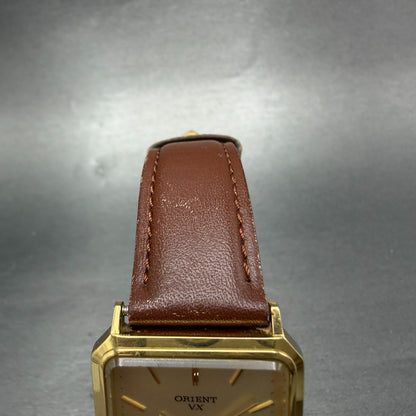 Orient VX Tank Watch Men 27mm Champagne Dial Gold Tone Rectangle New Battery4