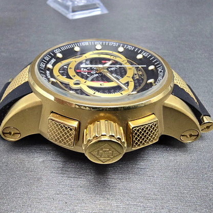Invicta S1 Chronograph Watch Men 51mm Black Dial Gold Tone Date 0896 New Battery5