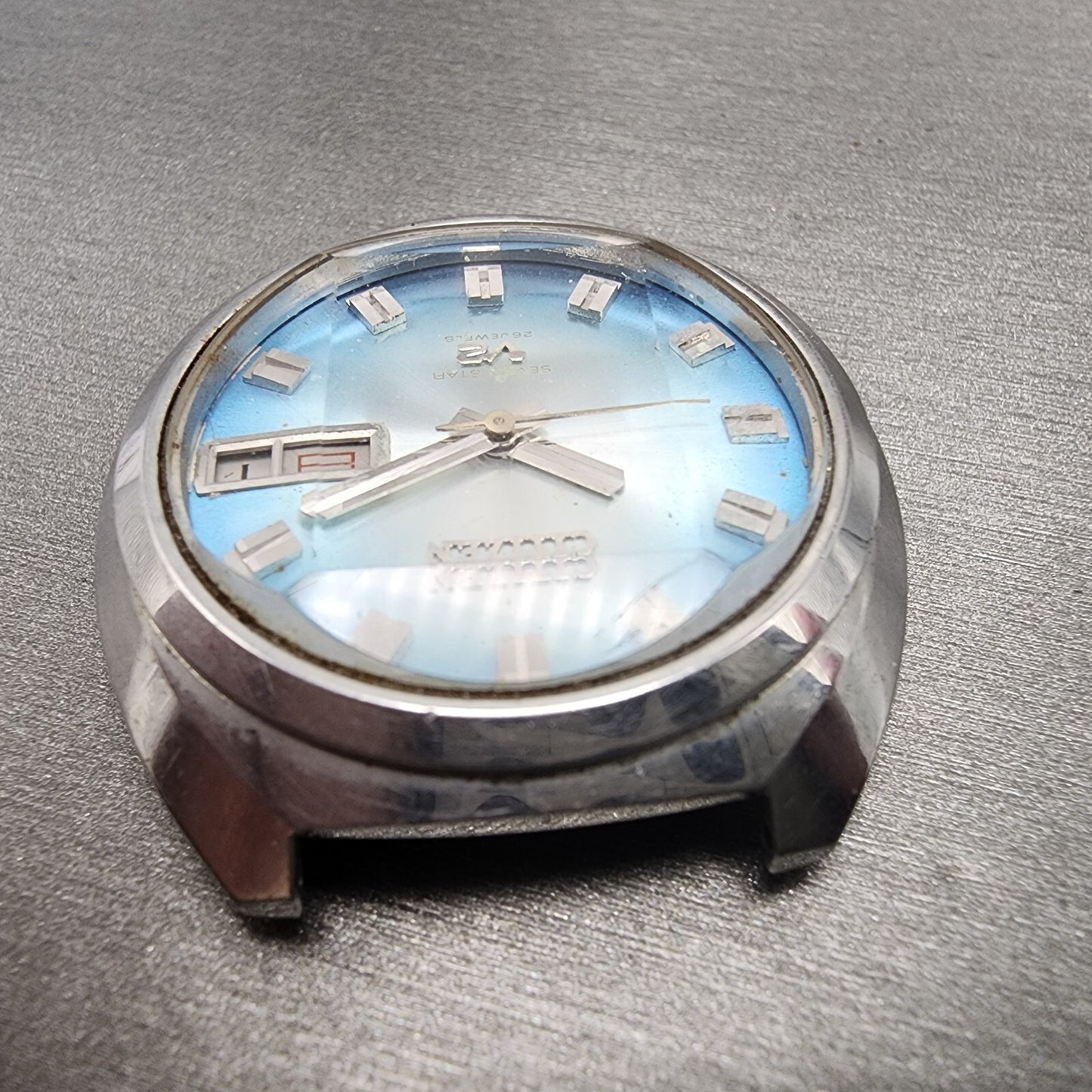 Citizen Sevenstar V2 Watch Men 38mm Blue Dial Steel Daydate 4771206 Auto PARTS5