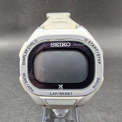 Seiko Super Runner Watch Men 44mm White Chronograph Oval S690-00A0 PARTS0