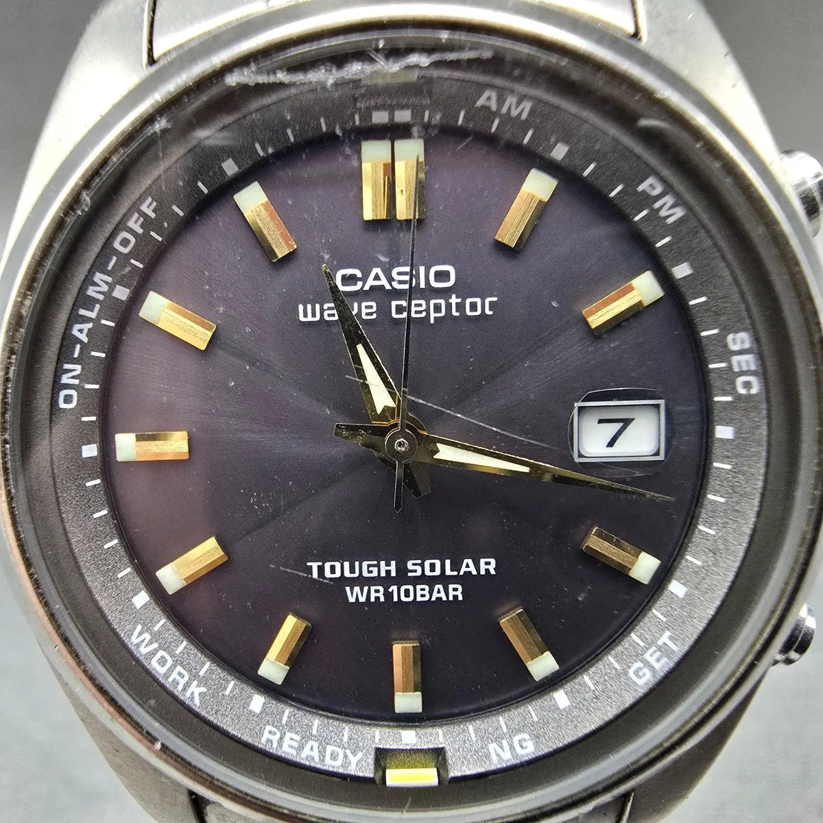 Casio WVQ-110TDJ Watch Men 40mm Blue Dial Titanium Alarm Chrono Waveceptor PARTS2