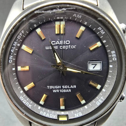 Casio WVQ-110TDJ Watch Men 40mm Blue Dial Titanium Alarm Chrono Waveceptor PARTS2