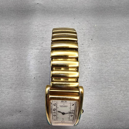 Citizen CQ Tank Watch Men 22mm White Dial Gold Tone Rectangle 3220-S07751 NewBat4