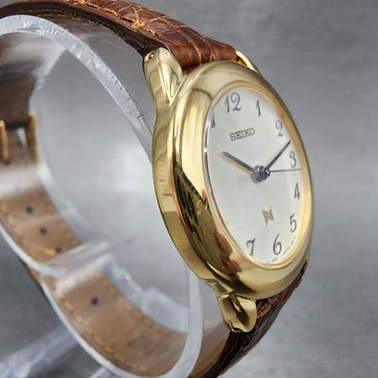 Seiko Neue Watch Women 26mm White Dial Gold Tone Round 1F210BN0 New Battery A123