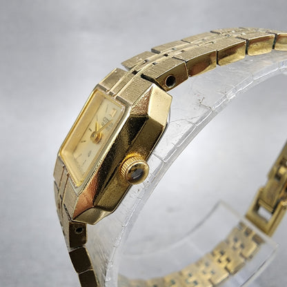 Citizen CQ Tank Watch Women 13mm Champagne Dial Gold Tone Octagon New Battery2