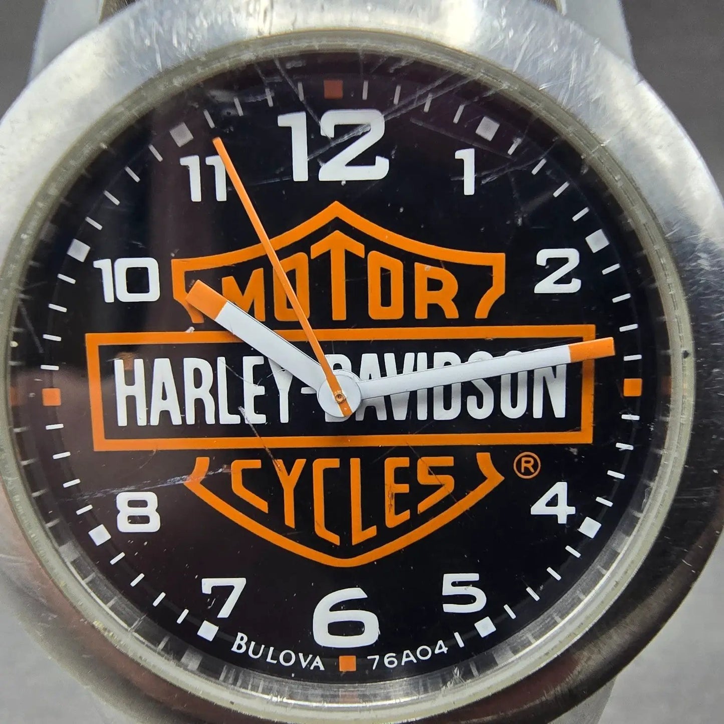 Bulova Harley Davidson Watch Men 38mm Black Dial Silver Tone 76A04 New Battery1