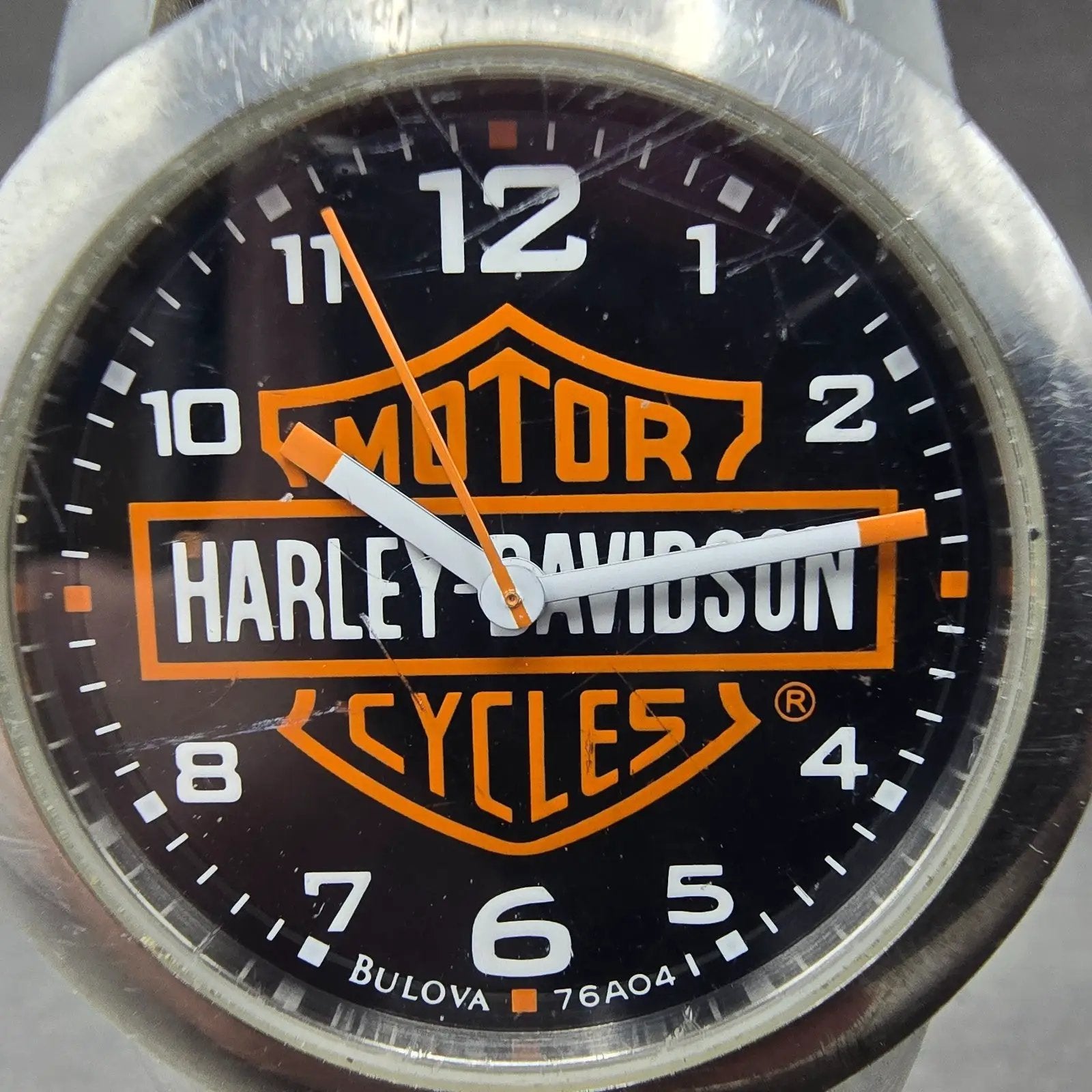 Bulova Harley Davidson Watch Men 38mm Black Dial Silver Tone 76A04 New Battery1