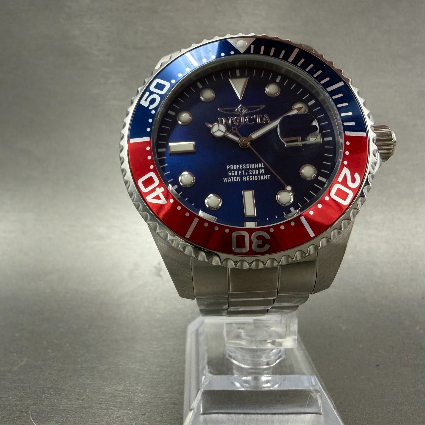 Invicta Pro Diver Watch Men 46mm Blue Dial Steel Date Pepsi 22823 Round New Batt5