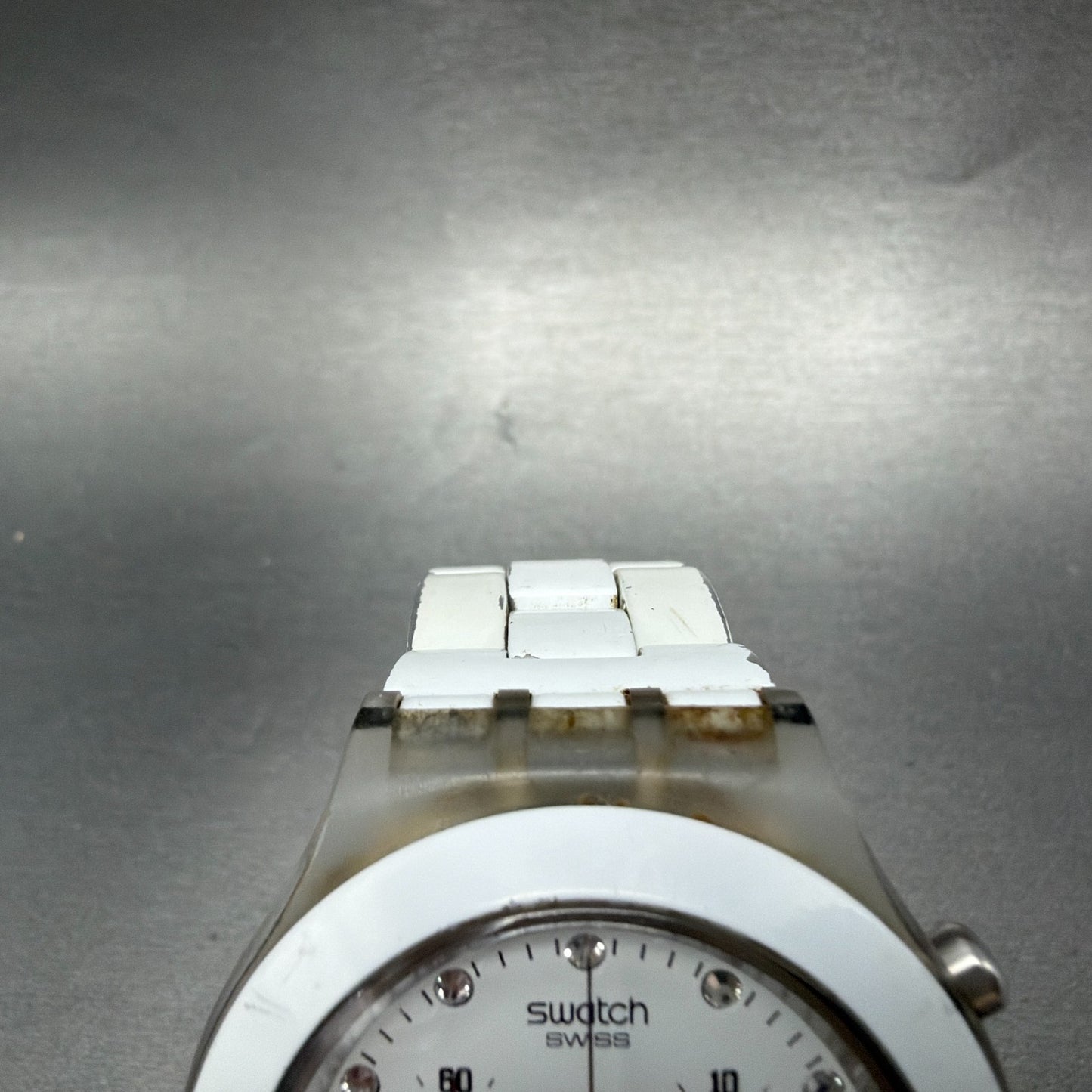 Swatch Irony Diaphane Full-Blooded Chrono Watch Men 43mm White Dial Clear NewBat4