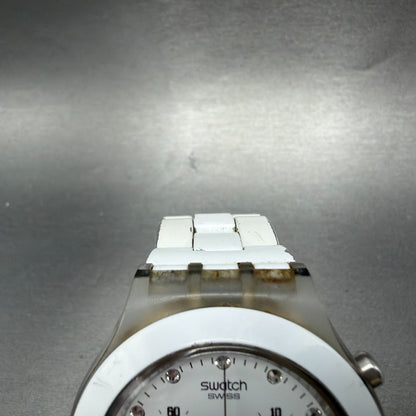 Swatch Irony Diaphane Full-Blooded Chrono Watch Men 43mm White Dial Clear NewBat4