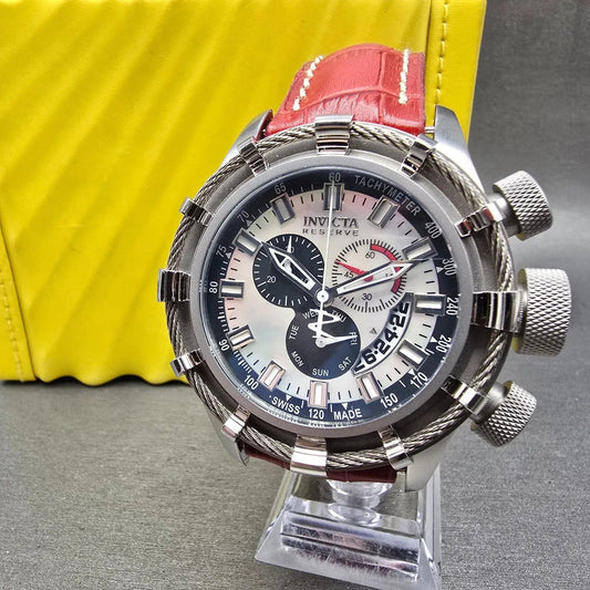 Invicta Reserve Bolt Chronograph Watch Men 50mm MOP Dial Steel Date 6939 NewBatt0