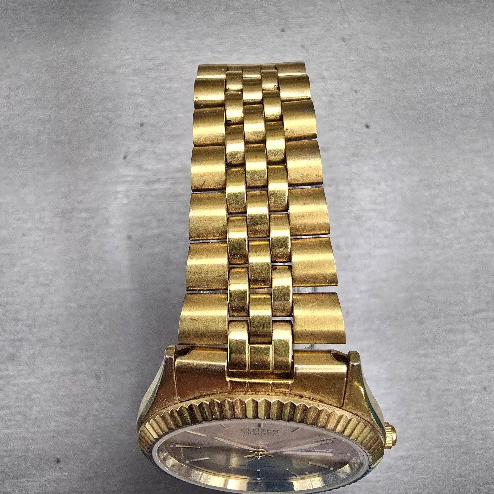 Citizen Watch Men 35mm Gold Dial Gold Tone Daydate Round 6100-R00391 New Battery4
