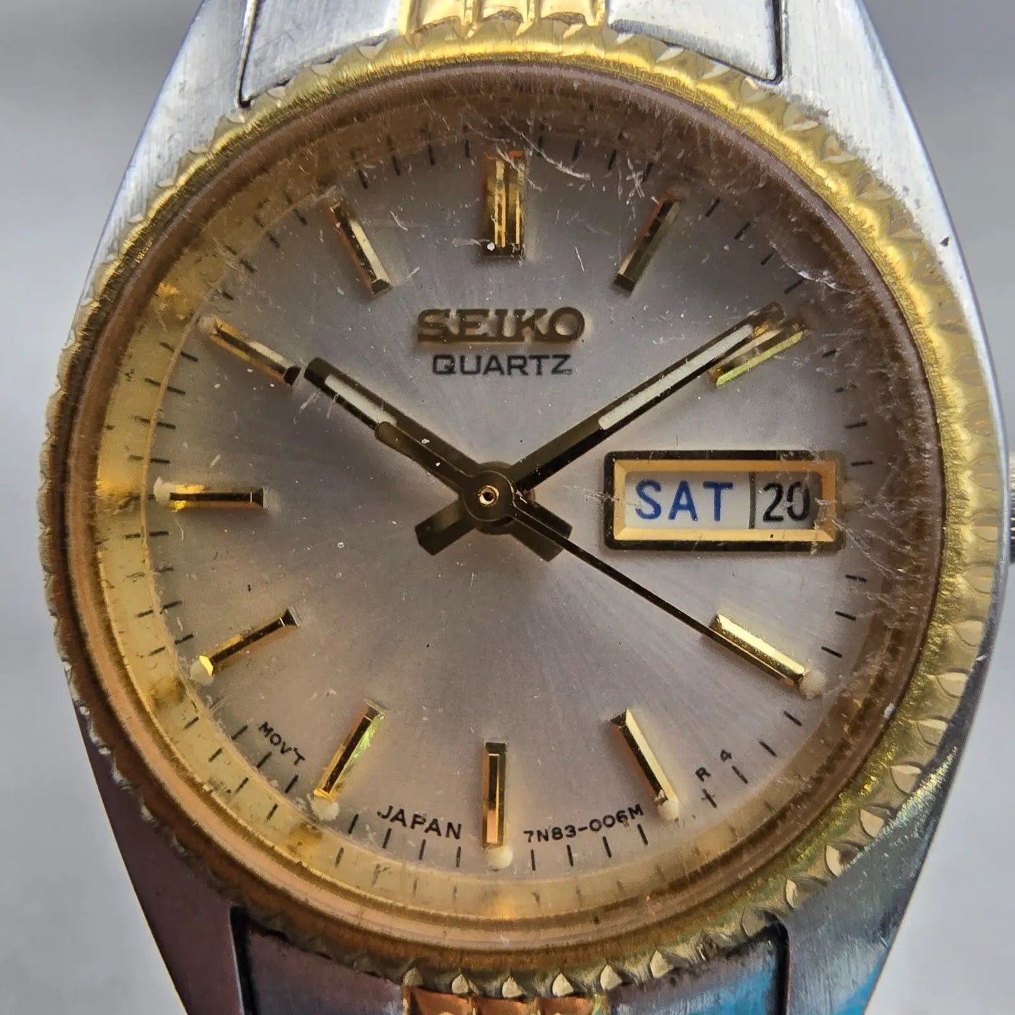 Seiko Watch Women 24mm Silver Dial Two Tone Daydate Round 7N83-0041 New Battery1