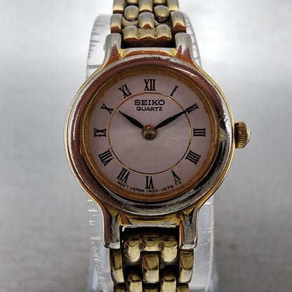 Seiko Watch Women 19mm White Dial Gold Tone Round 1N00-0C49 New Battery