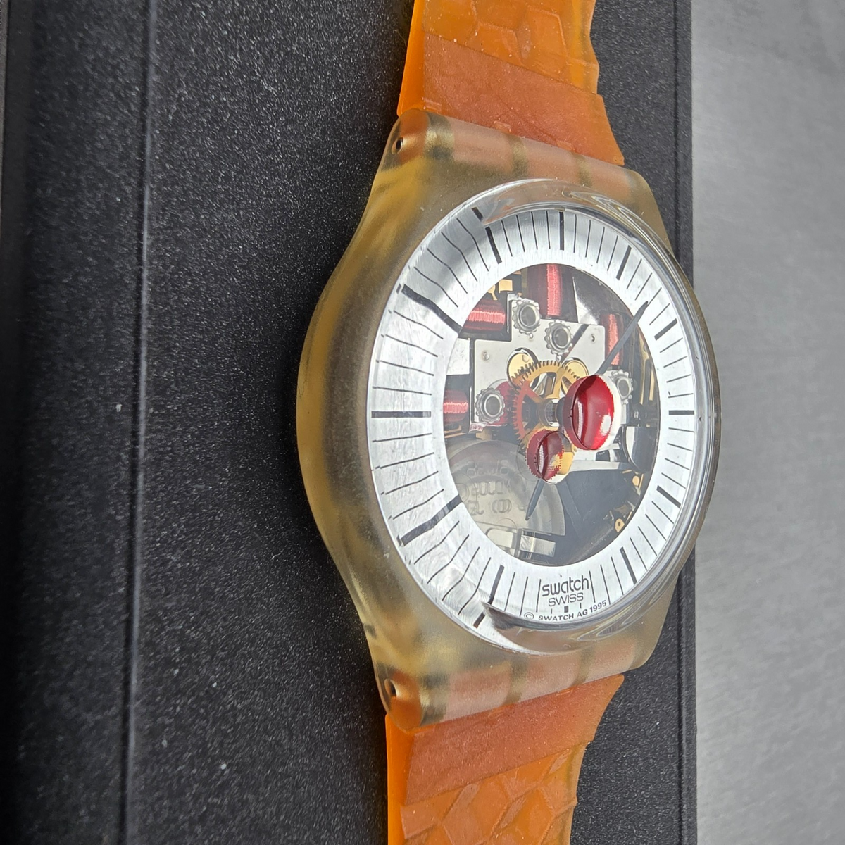 Swatch Musicall Adam Watch Men 34mm Skeleton Dial Alarm SLZ106 New Battery NOS5