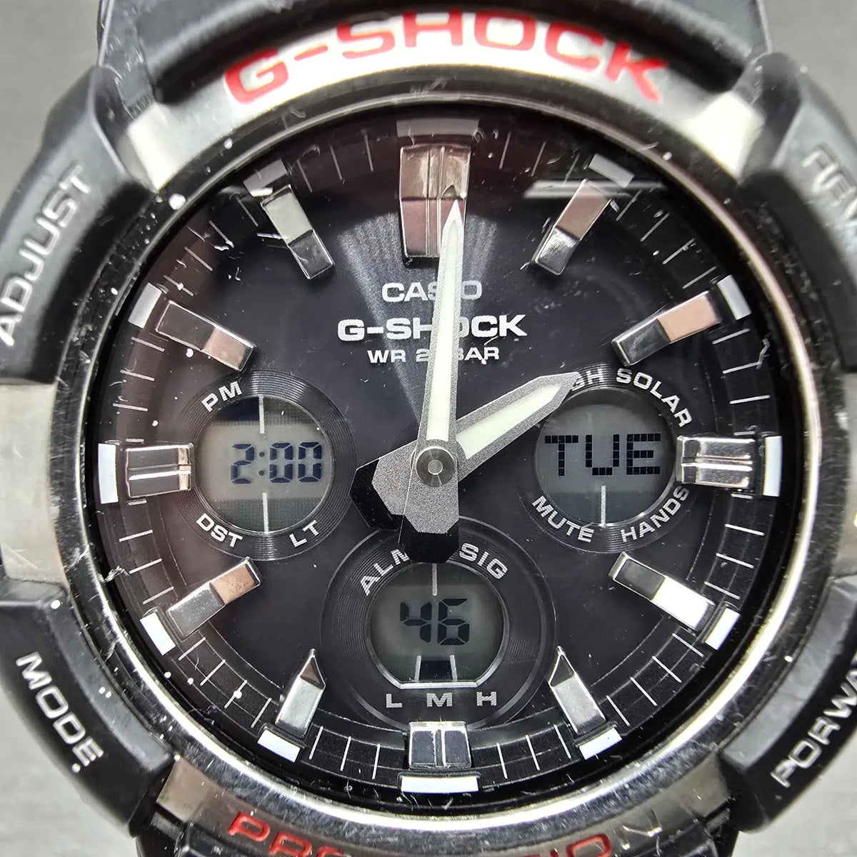Casio G-Shock GAS-100 Watch Men 48mm Black Silver Analog Digital Solar Alarm2