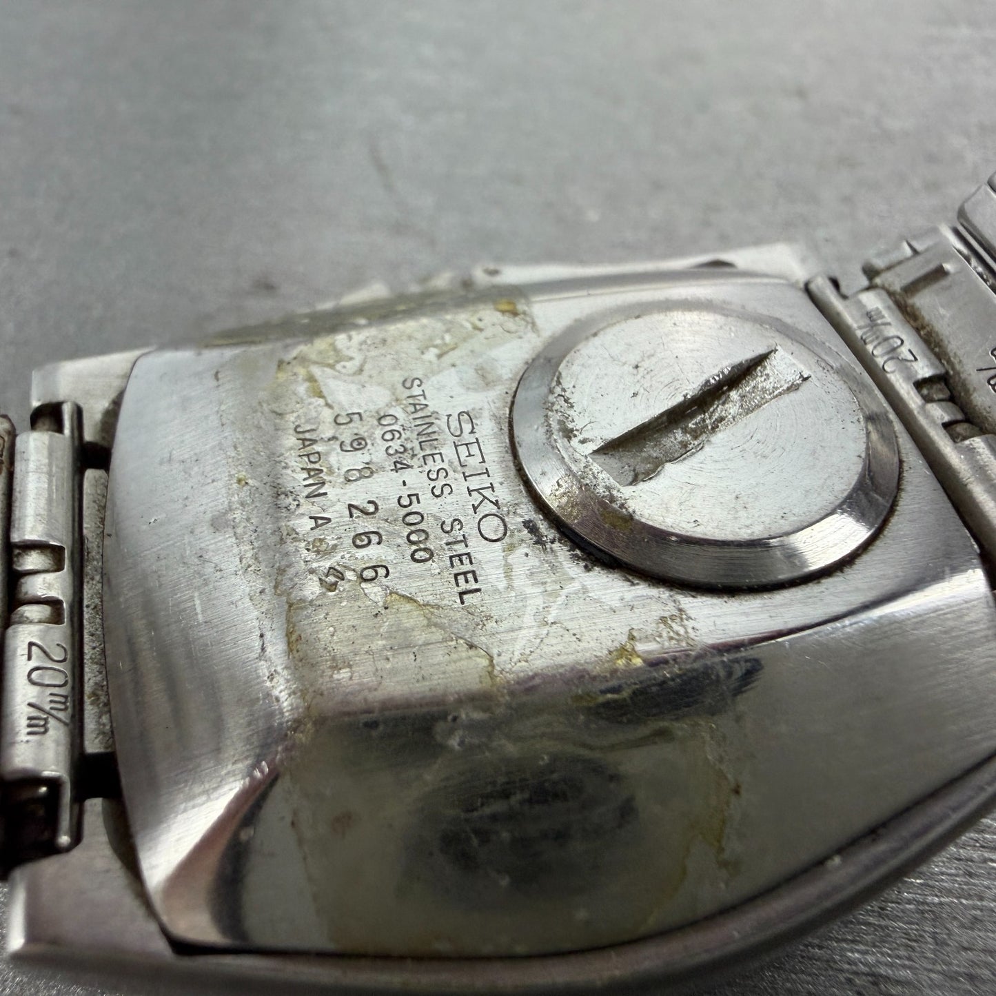 Seiko Digital Watch Men 35mm Silver Tone Chronograph 0634-5000 PARTS Vintage10