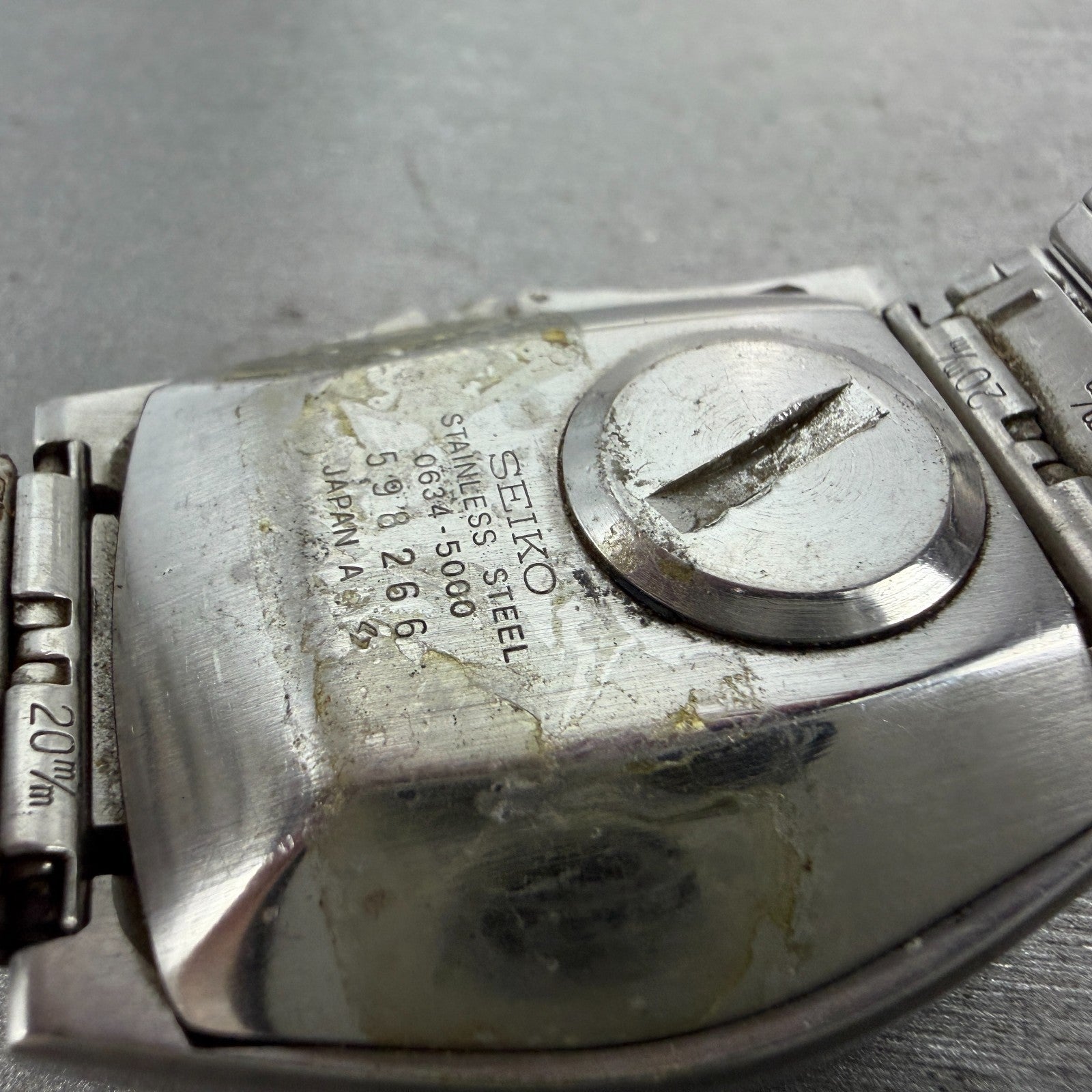Seiko Digital Watch Men 35mm Silver Tone Chronograph 0634-5000 PARTS Vintage10