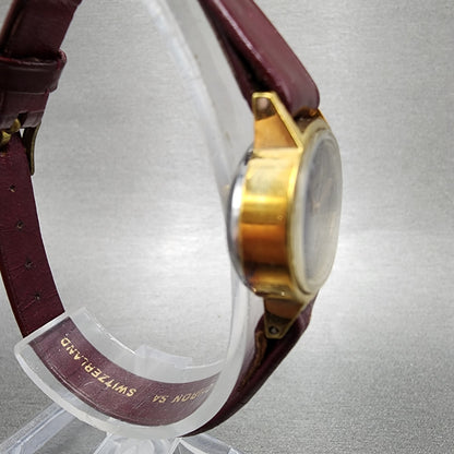 Ernest Borel Watch Women 25mm Red Dial Gold Plated Manual Wind Runs VTG3