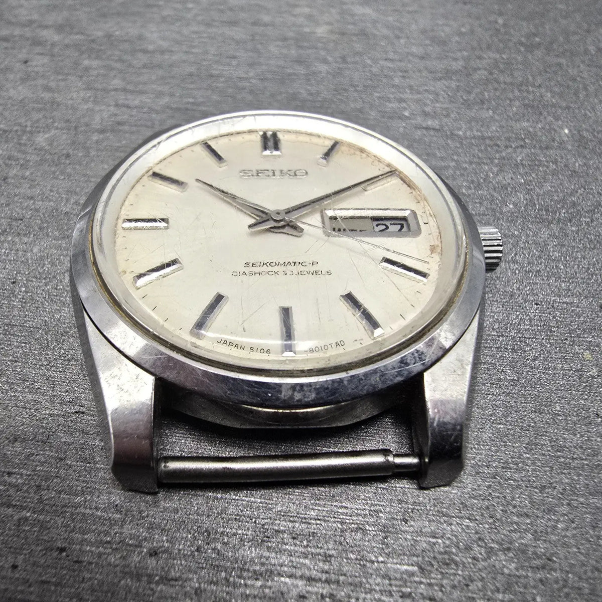 Seiko Seikomatic-P Watch men 37mm White Dial Steel Daydate 5106-8010 JDM PARTS3