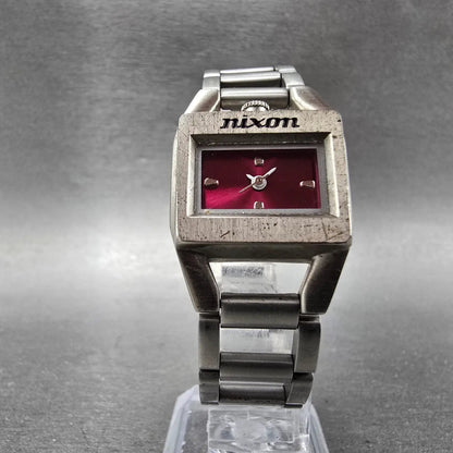 Nixon Sugar Watch Women 23mm Pink Dial Silver Tone Rectangle New Battery5