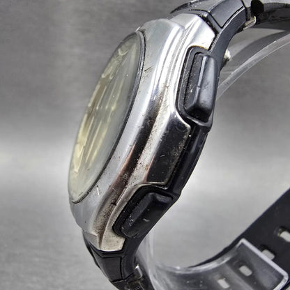 Casio Wave Ceptor Watch Men 44mm Champagne Dial Silver Daydate Alarm READ!!!2