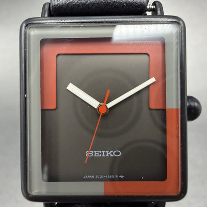 Seiko Tank Watch Women 23mm Black Dial Black Tone Rectangle 2C21-5570 NewBattery1