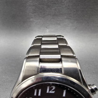 Seiko Atomic Solar Watch Men 39mm Black Dial Titanium Date 7B42-0AN0 Runs JDM4