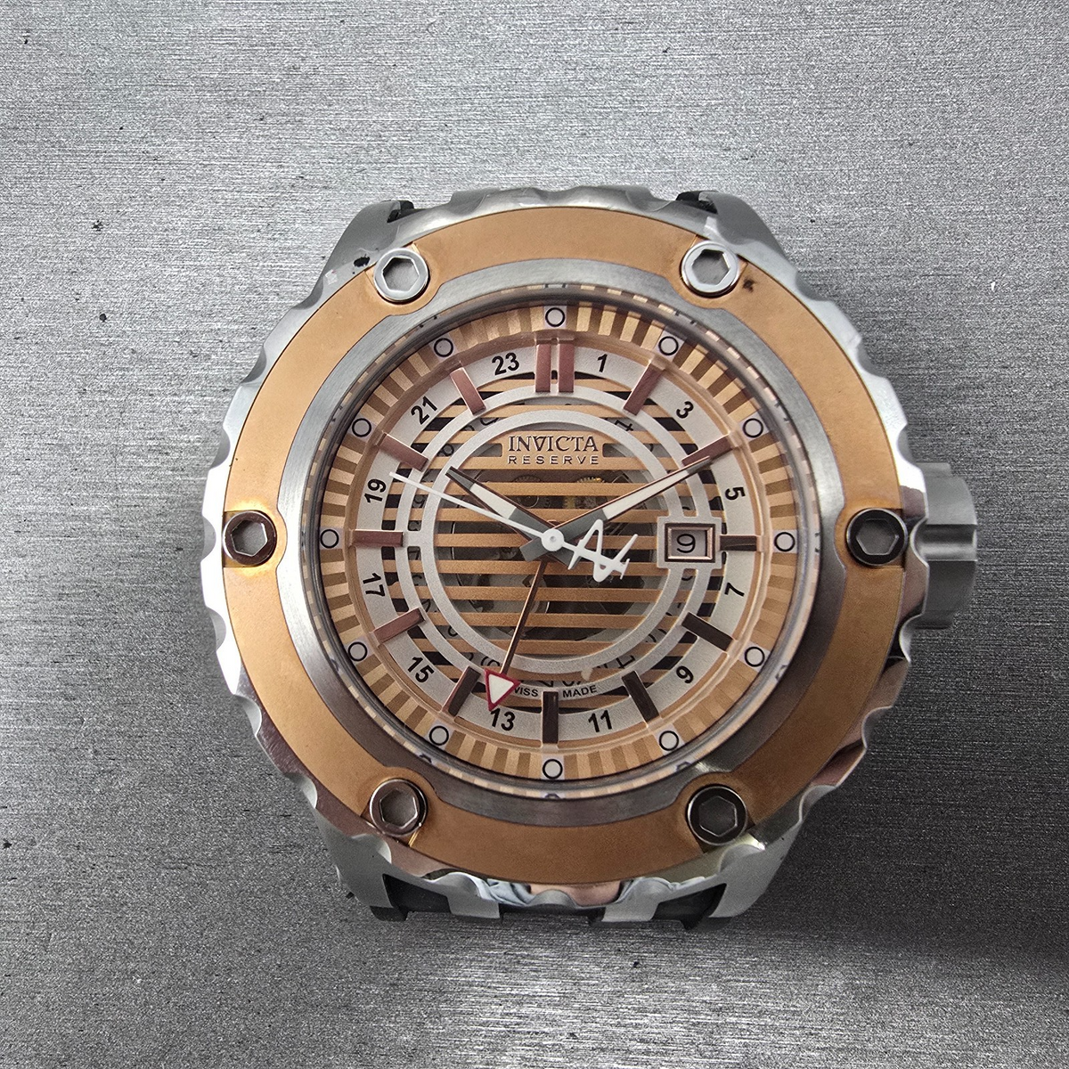 Invicta Subaqua Reserve GMT Watch Men 51mm Rose Gold & Silver 16819 Date PARTS0