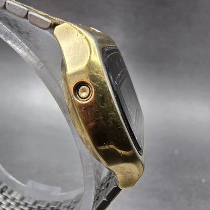 Casio Casiotron 86GL-22 Watch Women Gold Black 25mm Daydate Oval VTG PARTS4