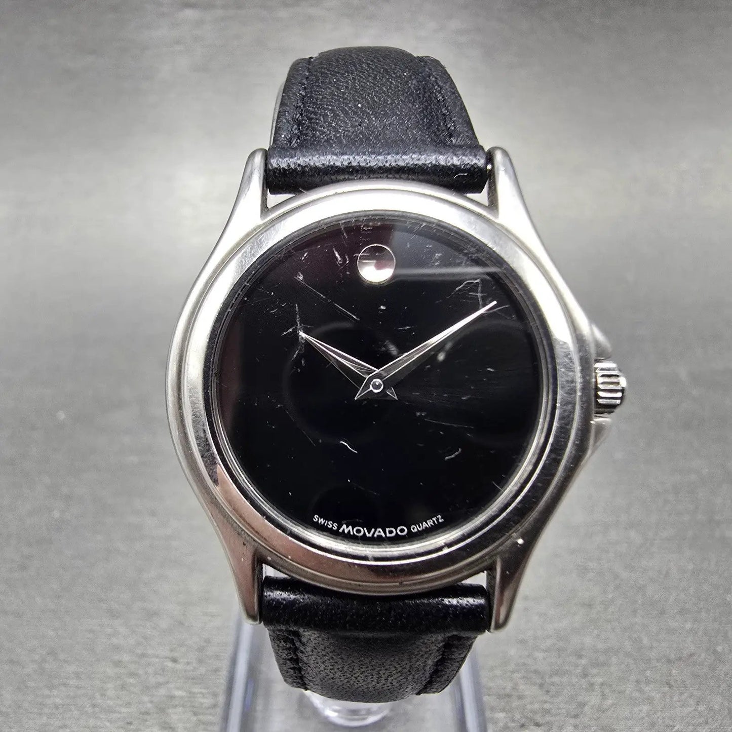 Movado Museum Watch Women 28mm Black Dial Silver Tone 84-E4-0823 New Battery0