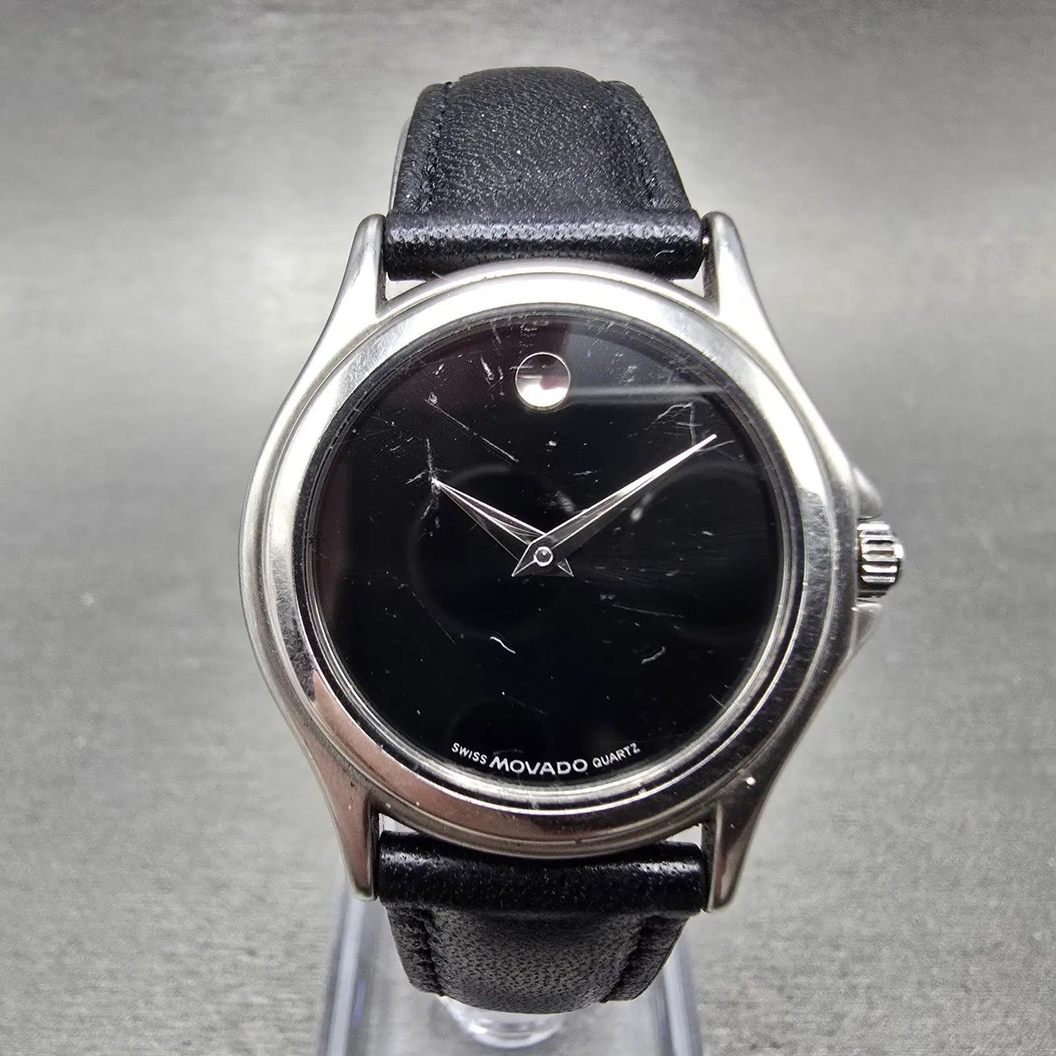 Movado Museum Watch Women 28mm Black Dial Silver Tone 84-E4-0823 New Battery0