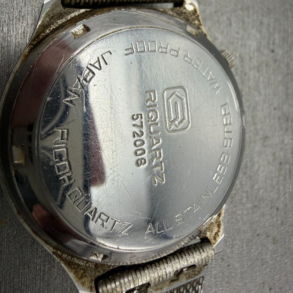 Ricoh Riquartz Watch Men Brown Dial Silver Tone Round 572008 VTG PARTS14