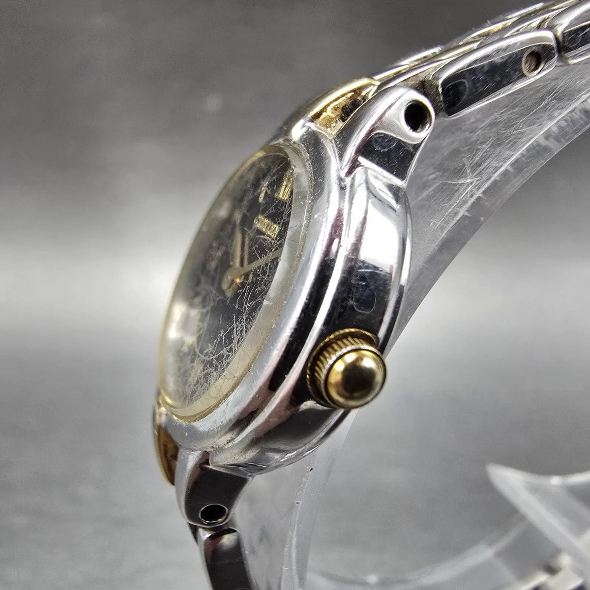 Citizen Eco-Drive Watch Women 21mm Black Dial Two Tone Round B023-S056501 Runs L2