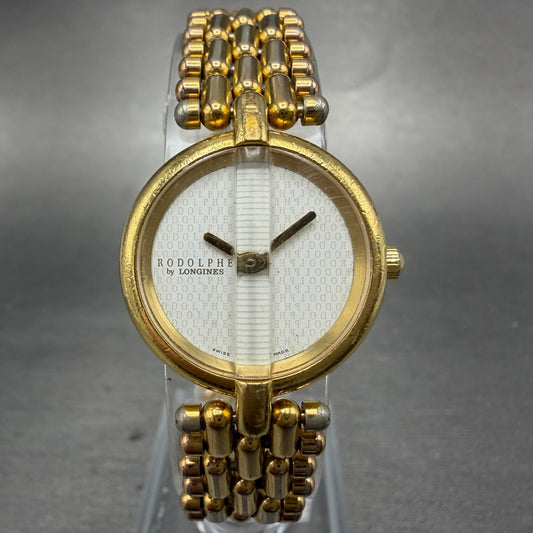Longines Rodolphe Watch Women 22mm White Dial Gold Tone Round New Battery VTG0