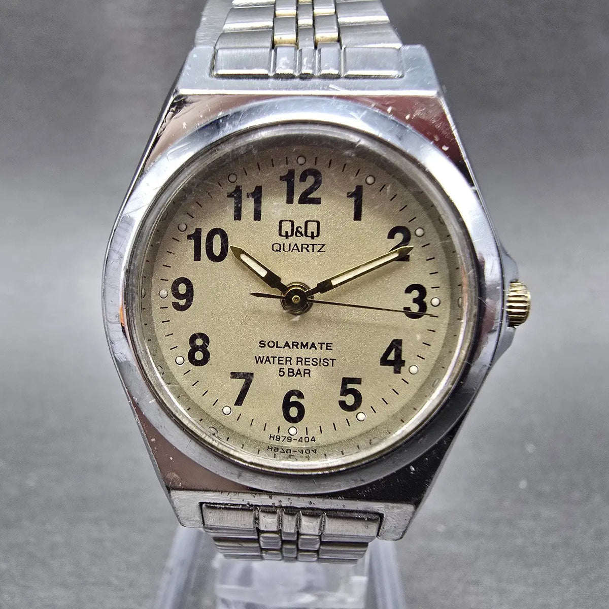 Citizen Q&Q Solarmate Watch Women 27mm Cream Dial Silver Round EL31 Works0