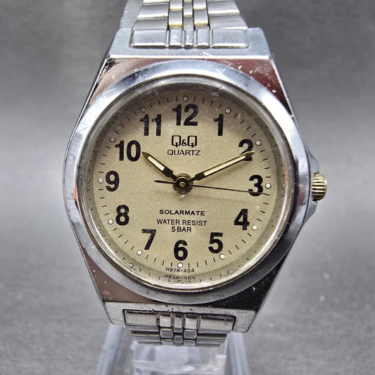 Citizen Q&Q Solarmate Watch Women 27mm Cream Dial Silver Round EL31 Works0