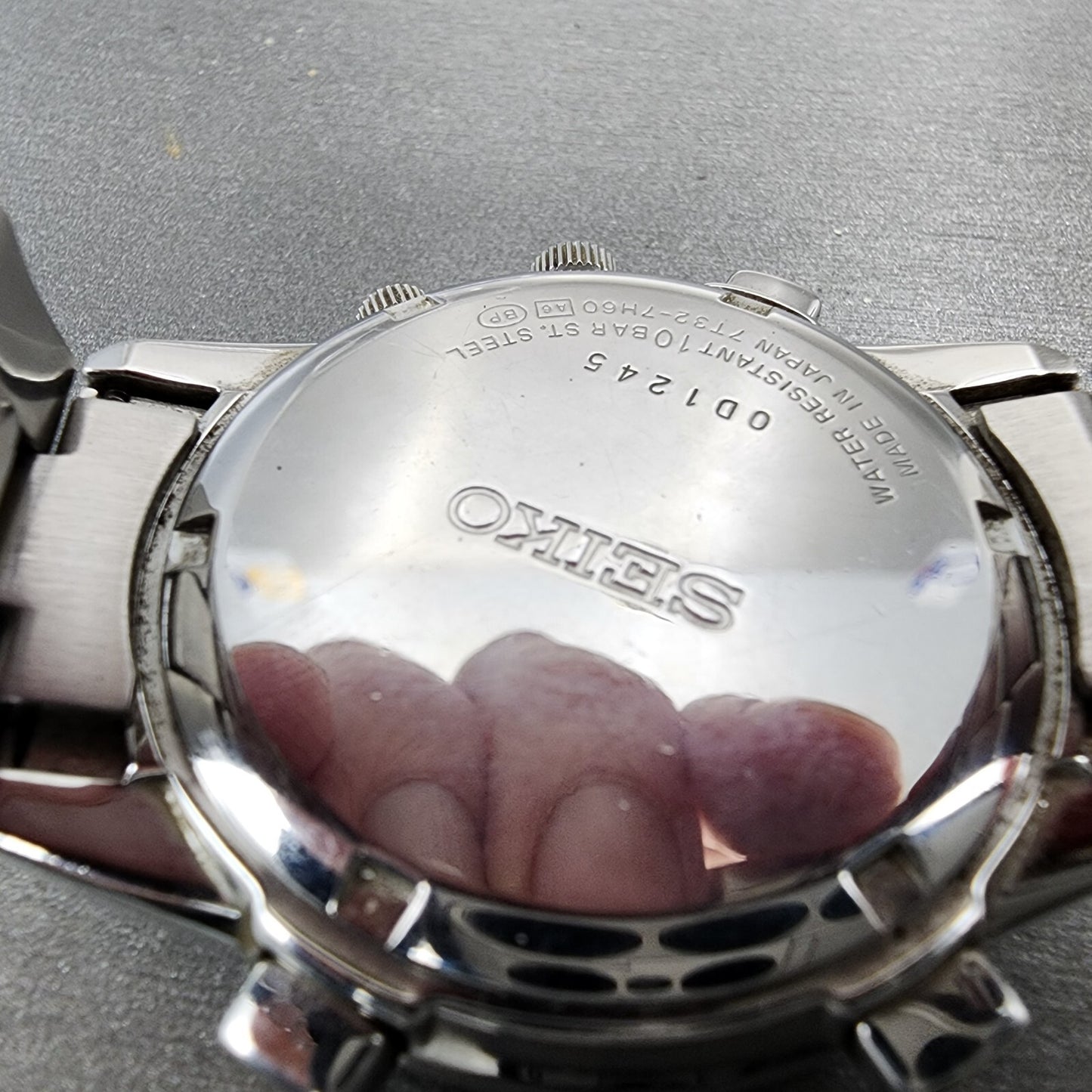 Seiko Chronograph Watch Men 37mm Black Dial Steel Date Alarm Round New Battery