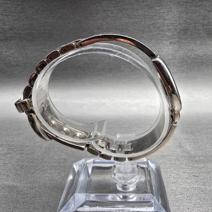 Bulova Watch Women 25mm Black Dial Silver Tone Round Bangle 96L18 New Battery 898